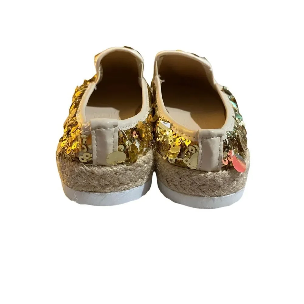 Women’s casual slip on gold sequin sick so anti-slip rope detail loafer 10
